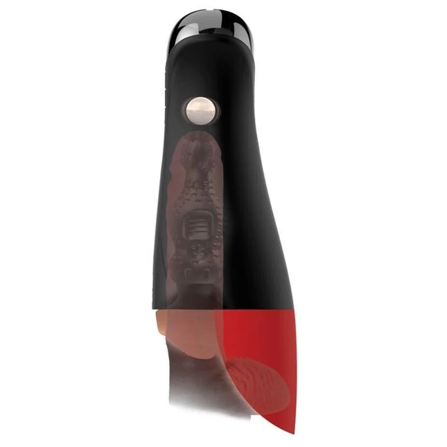 Pdx elite fap-o-matic pro xl automatischer masturbator braun mit schwarzer und roter silikonhülle und transparentem sichtfenster