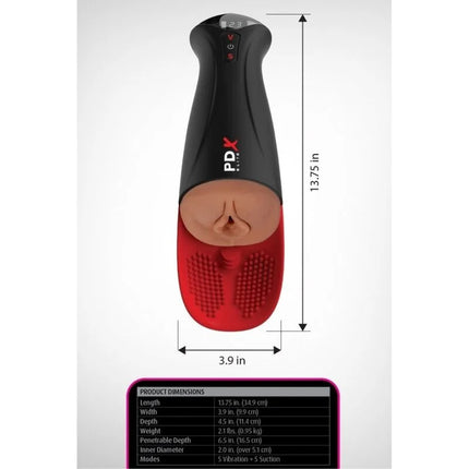 Pdx elite fap-o-matic pro xl automatischer masturbator in braun mit strukturiertem silikonkopf und bedienknöpfen am griff