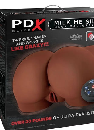 Pd x elite mega masturbator mit ultra-realistischem braunem silikonpo und doppelten gyratormotoren, rückseite gezeigt