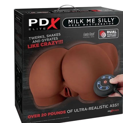 Pd x elite mega masturbator mit ultra-realistischem braunem silikonpo und doppelten gyratormotoren, rückseite gezeigt
