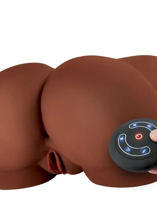 Braunes silikon butt massagegerät mit schwarzem bedienfeld für den pdx elite mega masturbator milch mich dummer vagina und ano