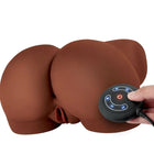 Braunes silikon butt massagegerät mit schwarzem bedienfeld für den pdx elite mega masturbator milch mich dummer vagina und ano