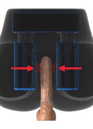 Schwarzer silikon mastubator pdx elite milk me silly mit zwei texturierten kammern und zentraler hervorstehung