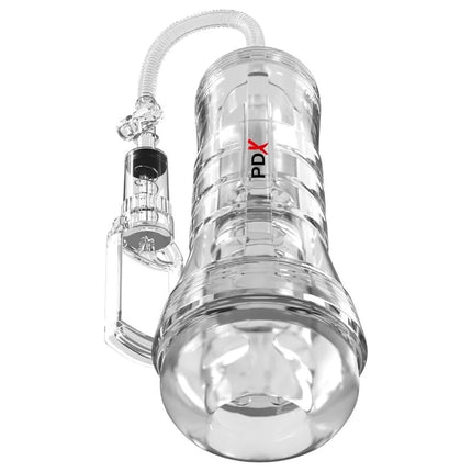 Pdx elite viewtube vac xxl transparenter glas masturbator mit transparentem, geriffeltem körper und flexibler schlauch