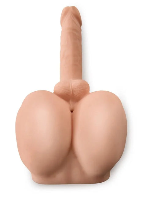 Beige silikon anatomisches modell männliche genitalien mit abgerundeten gesäß für pdx male interaktiver bad boy masturbator rückansicht