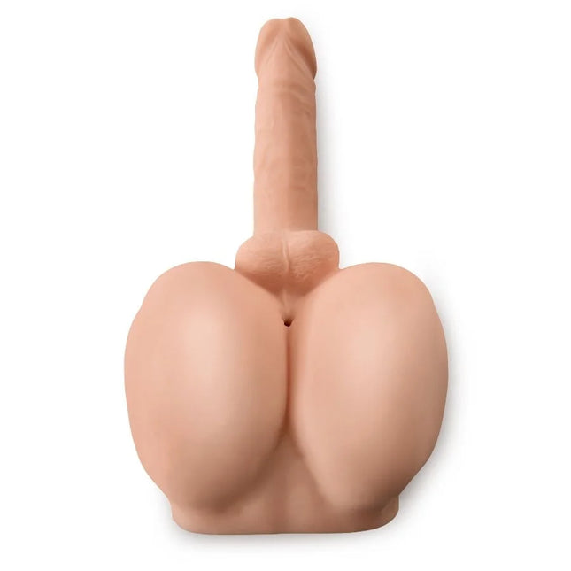 Beige silikon anatomisches modell männliche genitalien mit abgerundeten gesäß für pdx male interaktiver bad boy masturbator rückansicht
