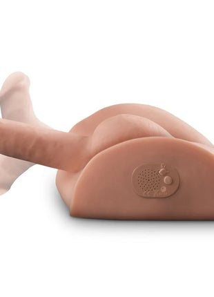 Beige silikon erwachsenen spielzeug mit realistischer anatomischer form und integriertem lautsprecher pdx male