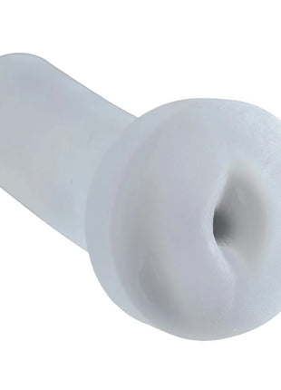 Weißer silikon analplug mit abgerundetem kopf und konischem schaft aus der serie pdx male pumpe und dump stroker klar