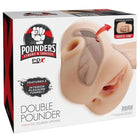 Pdx plus double pounder vibrating squeeze stroker in beige silikon mit patentiertem tunnel und strukturierter oberfläche