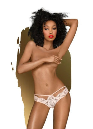 Beige spitzen-tanga penthouse mermaid fantasy mit filigranen blumenmustern und zarten trägern