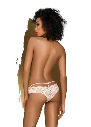 Weißer tanga penthouse mermaid fantasy mit feiner spitze blumenmuster und kleinem schleifchen auf der rückseite