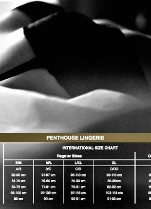Penthouse midnight visit teddy xl größentabelle mit maßen für brust, unterbrust, taille, hüfte und schrittlänge