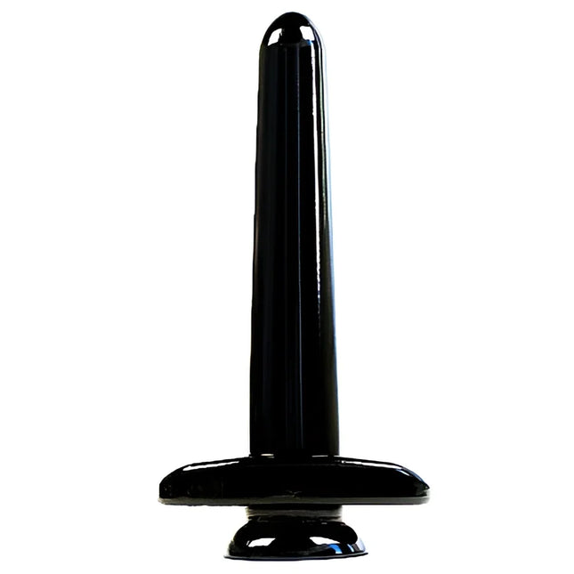 Schwarzer glänzender kunststoff analplug mit abgerundetem spitz und breiter basis von perfect fit brand the boner