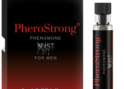 Pherostrong pheromone parfum beast für männer 1 ml mit schwarzem und rotem gradientkarton und klarem glasflakon