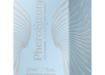 Lichtblauer rechteckiger pherostrong pheromon parfum karton mit silbernen wellenmustern für frauen 50 ml