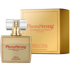 Goldenes quadratisches parfumflakon aus glas mit clear spray und goldkappe pherostrong pheromon exklusiv für frauen