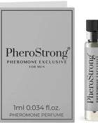 Pherostrong pheromon parfum exklusiv für männer 1 ml in silberner flasche mit schwarzem verschluss und grauer verpackung