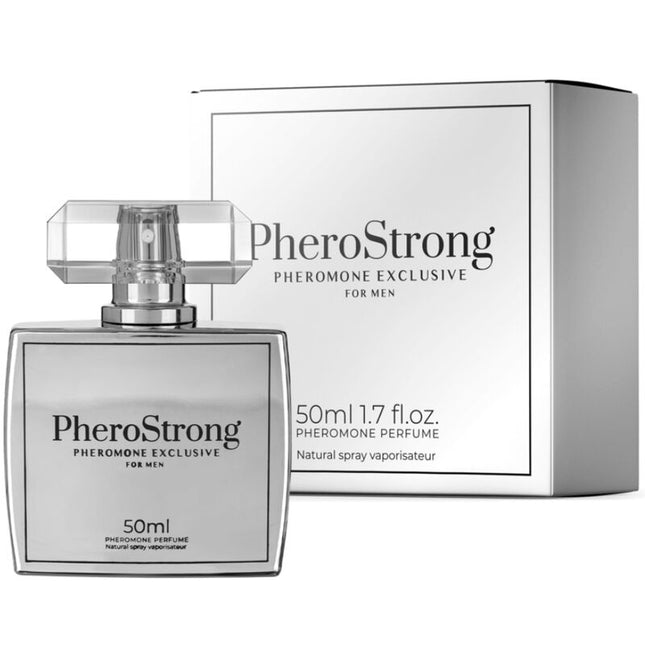 Silberne rechteckige pherostrong pheromone parfumflasche mit facettenkristallverschluss und passender box für männer
