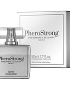 Silberne rechteckige pherostrong pheromone parfumflasche mit facettenkristallverschluss und passender box für männer