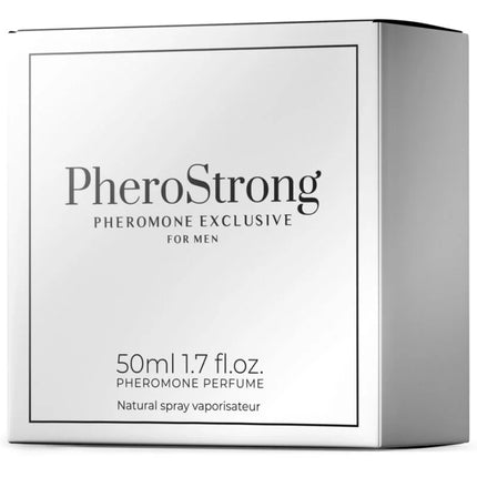 Silberne rechteckige box für pherostrong pheromon parfüm exklusiv für männer 50 ml