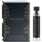 Schwarze und goldene verzierte box mit passender flasche pherostrong pheromon parfum für frauen 1 ml