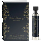 Schwarze und goldene verzierte box mit passender flasche pherostrong pheromon parfum für frauen 1 ml