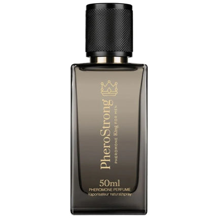 Dunkelgraue rechteckige glasflasche pherostrong pheromonparfüm könig für männer 50 ml