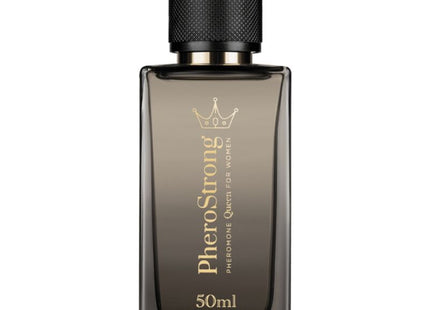 Ein eleganter dunkelgrauer rechteckiger pherostrong pheromone königin parfumspray für frauen 50 ml mit strukturiertem schwarzem deckel
