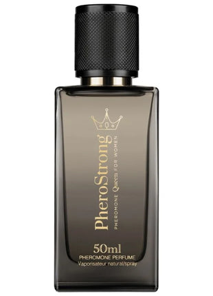 Ein eleganter dunkelgrauer rechteckiger pherostrong pheromone königin parfumspray für frauen 50 ml mit strukturiertem schwarzem deckel