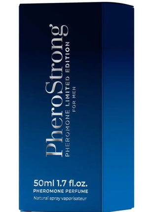 Deep blue rectangular box of pherostrong pheromone parfum limited edition für männer 50 ml