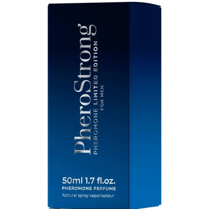 Deep blue rectangular box of pherostrong pheromone parfum limited edition für männer 50 ml