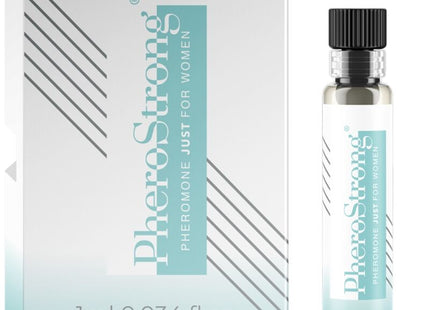 Pherostrong pheromon parfum nur für frauen 1 ml in transparenter glasflasche mit schwarzem geriffeltem deckel und minimalistischem etikett