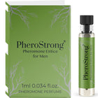 Grüne rechteckige pherostrong pheromonparfüm box mit weißem blattdesign und klarer vial für männer 1 ml