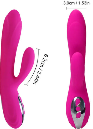 Vibranter pinker silikon rabbit vibrator fuchsia flexi vibe mit wärme vibration und silbernem bedienfeld