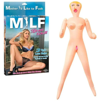 Aufblasbare liebespuppe pipedream milf doll in pink mit blonden haaren und roter zunge ideal für private feiern