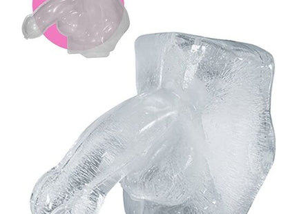 Klare, durchsichtige plastik eislugenform play wiv me mit glattem finish und konturen eines großen penis