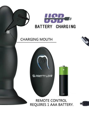 PLUG VIBRATOR UND ROTATION - MIT FERNBEDIENUNG - Analplug