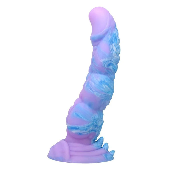 Gradient silikon dildo power monsters alien fantasy in blau und lila mit strukturierten rillen aus hochwertigem silikon