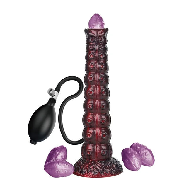 Power monsters voidclaw brute silikon dildo in dunkelrot mit octopus-design und hochwertigem silikonmaterial