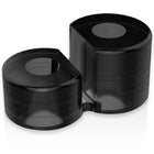 Schwarzer glänzender zylinderförmiger herbal grinder mit geprägten blattmustern powering super flexibler penisring pr09