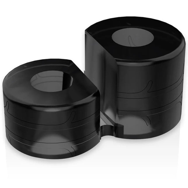 Schwarzer glänzender zylinderförmiger herbal grinder mit geprägten blattmustern powering super flexibler penisring pr09