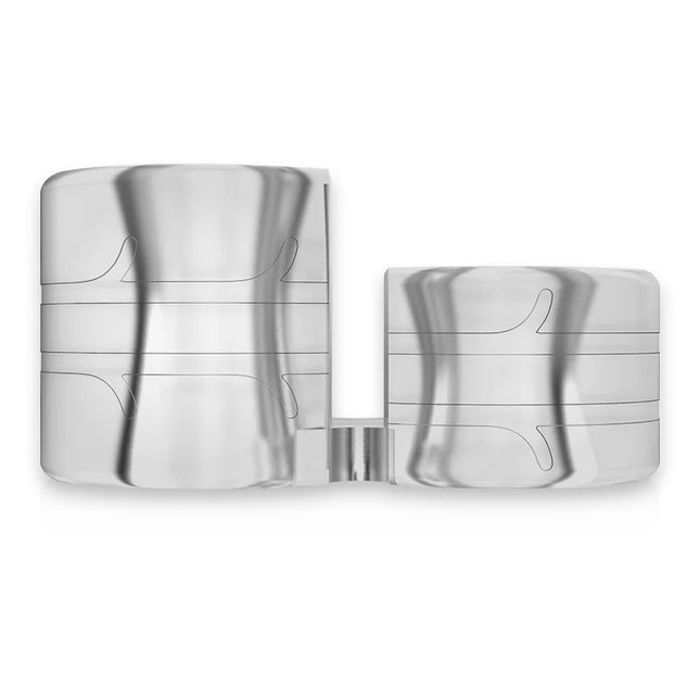 Silberne metallische uhrenarmbandglieder mit modernem design und horizontalen rillen im powering super flexibler und widerstandsfähiger doppel-penisring pr09 klar