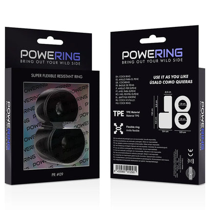 Schwarzer doppelpensring aus flexiblem, widerstandsfähigem tpe material mit mehreren größenoptionen von powering