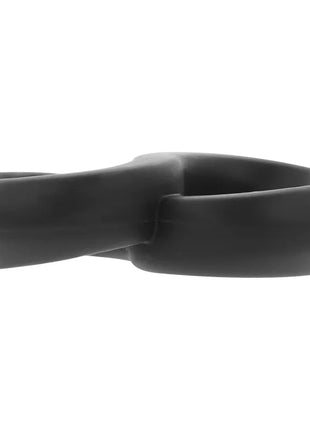 Schwarzer silikon fingertrainer powering pr12 mit glattem, abgerundetem design für penis- und hodenringgebrauch
