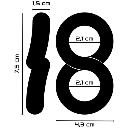 Schwarzer 18er aufkleber mit präzisen maßen für powering super flexibler und widerstandsfähiger penis und hodenring pr12