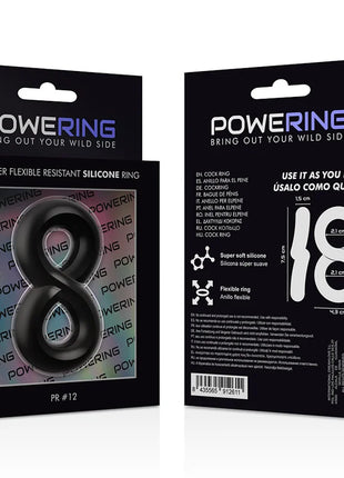 Schwarzer silikonring in achtform von powerring super flexibler und widerstandsfähiger penis- und hodenring pr12