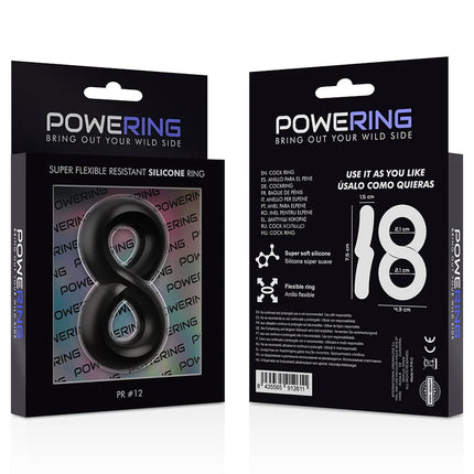 Schwarzer silikonring in achtform von powerring super flexibler und widerstandsfähiger penis- und hodenring pr12
