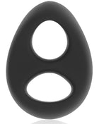 Schwarzer silikon penis- und hodenring pr13 in eiförmigem design mit zwei löchern für super flexibilität
