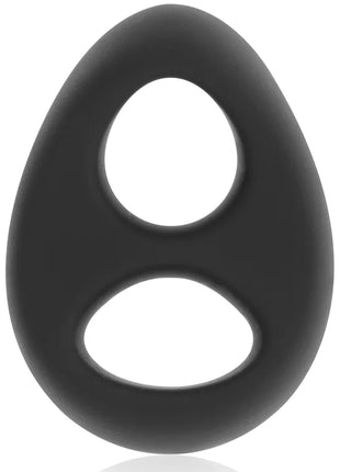 Schwarzer silikon penis- und hodenring pr13 in eiförmigem design mit zwei löchern für super flexibilität