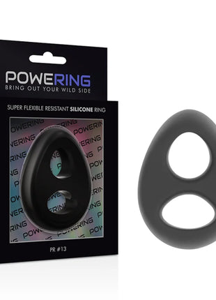 Schwarzer silikon power ring mit zwei ovalen Öffnungen super flexibel und widerstandsfähig für penis und hoden
